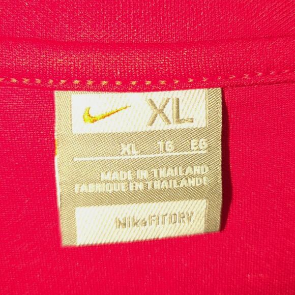Nike FITDRY Shirt XL Red Soccer Training Tee Vintage 00s Athletic Top Thailand - Picture 3 of 6